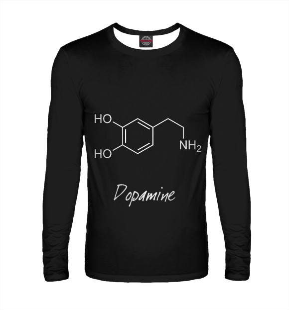 Мужской лонгслив с изображением Химия Дофамин цвета Белый
