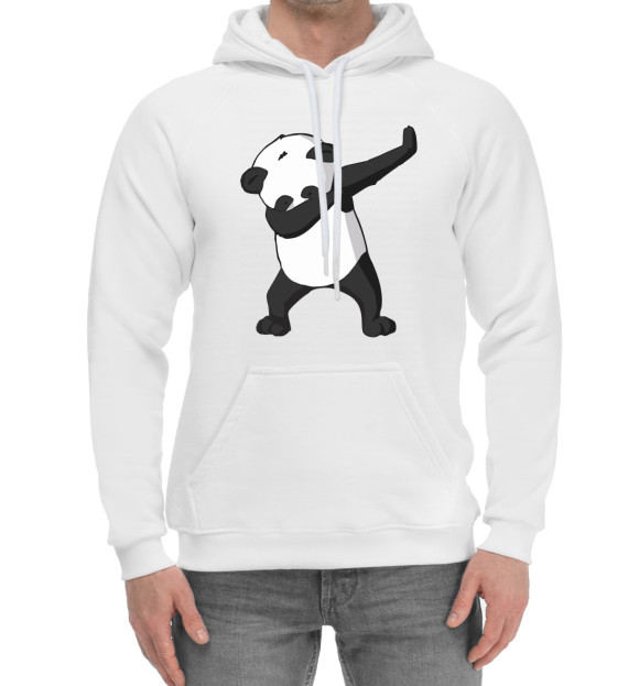 Мужской хлопковый худи с изображением Panda dab цвета Белый