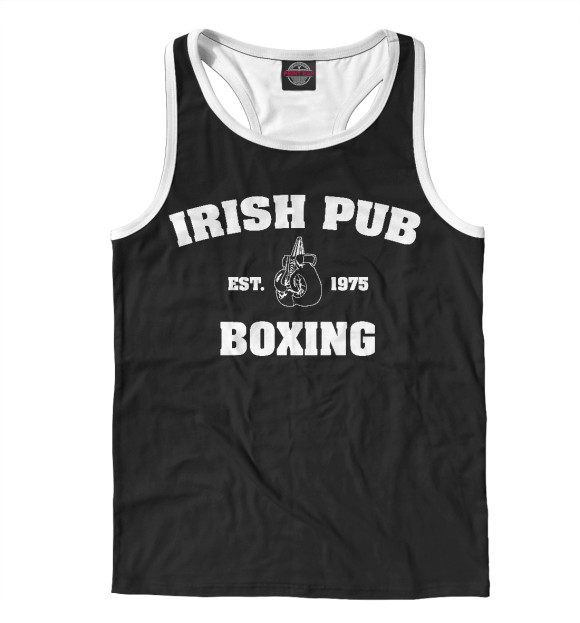 Мужская майка-борцовка с изображением Irish Pub Boxing цвета Белый
