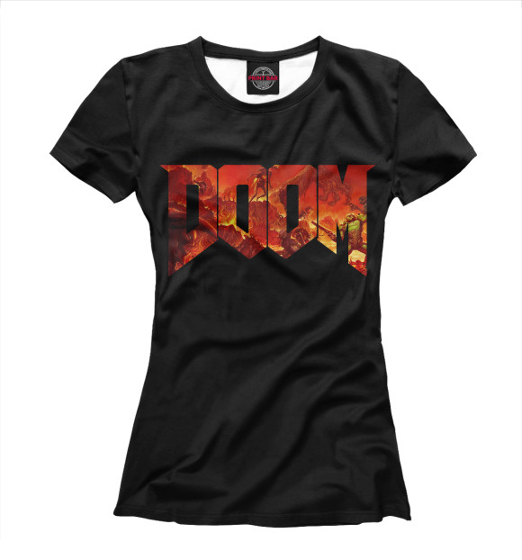 Женская футболка с изображением Doom цвета Белый