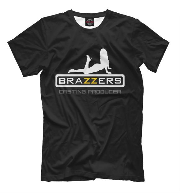 Мужская футболка с изображением Brazzers Casting-producer цвета Белый