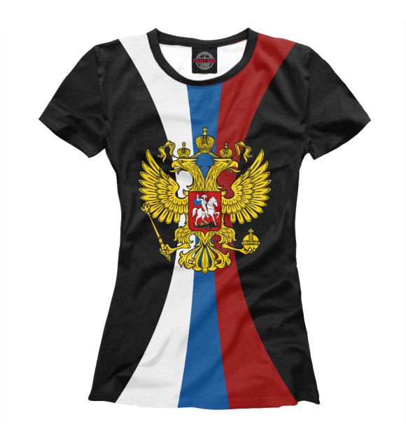 Женская футболка с изображением Герб России цвета Белый
