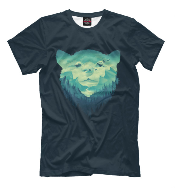 Мужская футболка с изображением Медвежьи земли цвета Черный