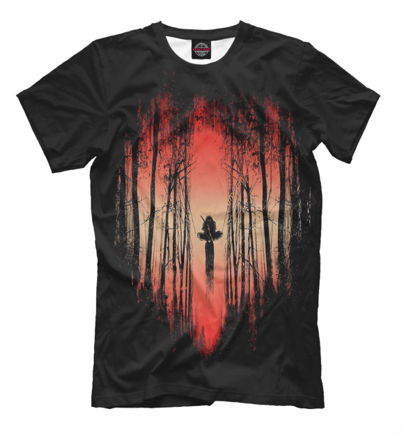 Мужская футболка с изображением Ниндзя в лесу цвета Черный