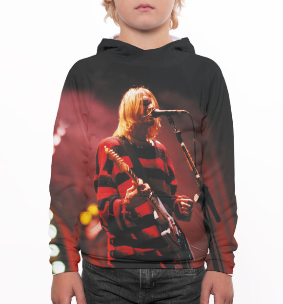 Худи для мальчика с изображением Kurt Cobain цвета Белый