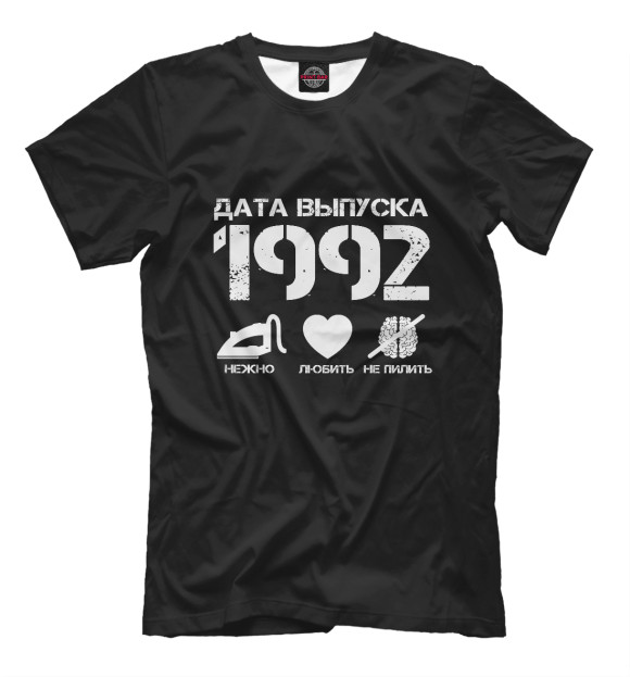 Мужская футболка с изображением Дата выпуска 1992 цвета Черный