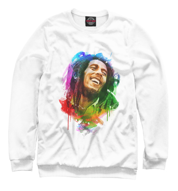 Свитшот для мальчиков с изображением Bob Marley цвета Белый