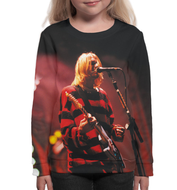 Свитшот для девочек с изображением Kurt Cobain цвета Белый