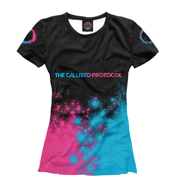 Футболка для девочек с изображением The Callisto Protocol Neon Gradient цвета Белый