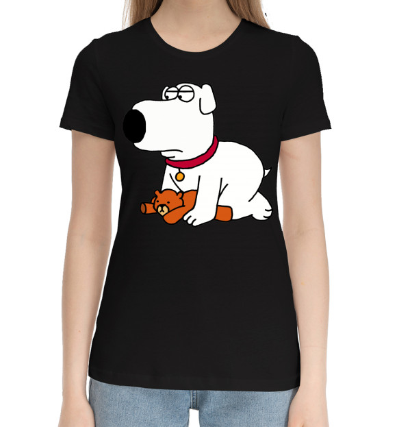 Женская хлопковая футболка с изображением Family Guy цвета Черный