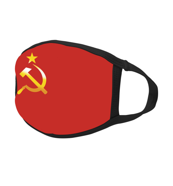 Маска тканевая с изображением Флаг СССР цвета Белый
