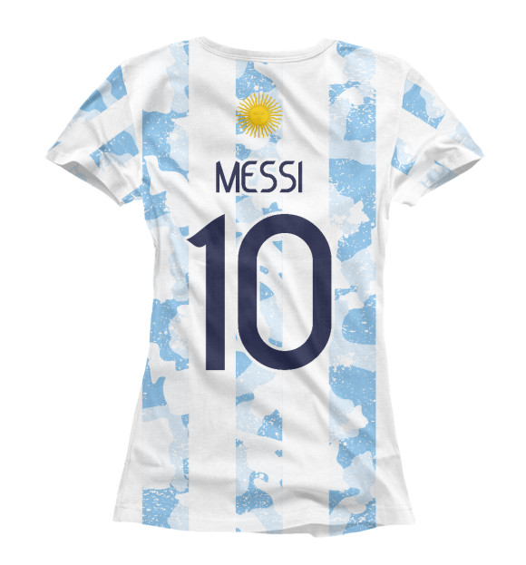 Женская футболка с изображением Лео Месси Аргентина цвета Белый