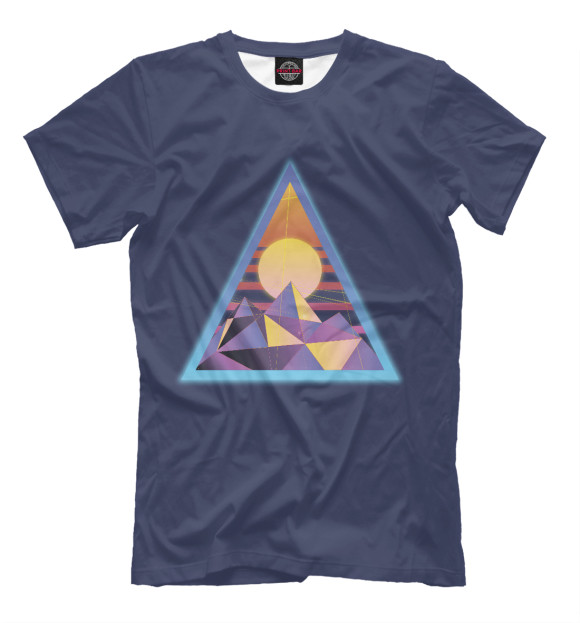 Мужская футболка с изображением Психоделический треугольник цвета Белый