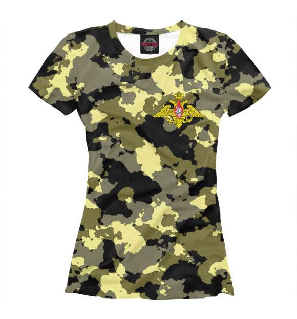 Женская футболка с изображением Армия России камуфляж цвета Белый
