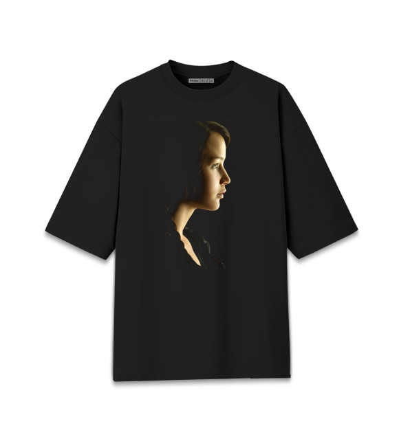Мужская футболка оверсайз с изображением Дженифер Лоуренс цвета Черный