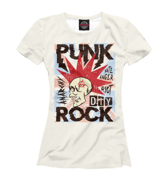 Женская футболка с изображением Punk Rock цвета Белый