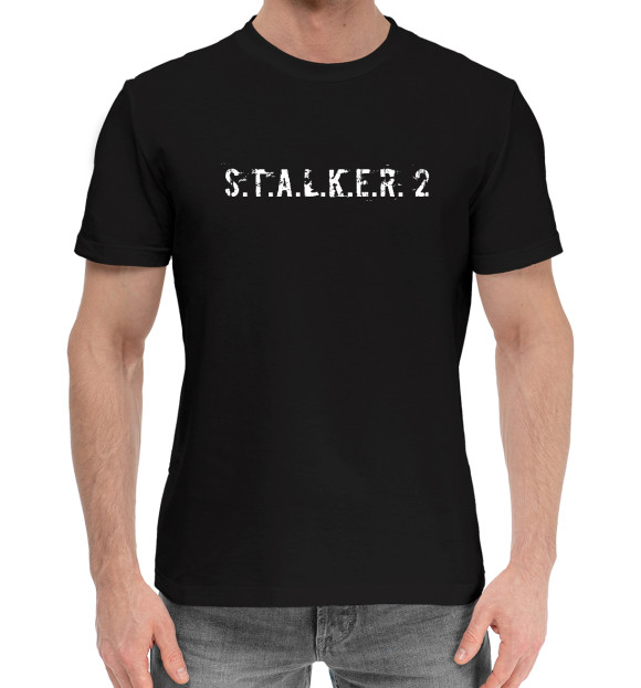 Мужская хлопковая футболка с изображением S.T.A.L.K.E.R. цвета Черный