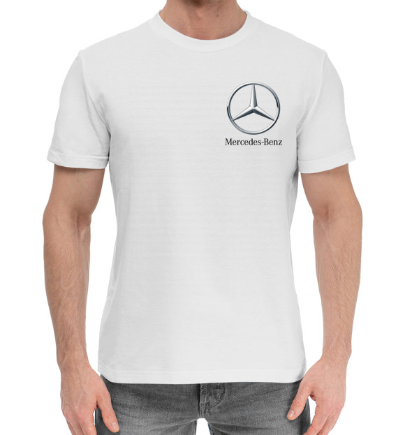 Мужская хлопковая футболка с изображением Mercedes-Benz цвета Белый