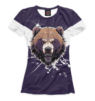 Женская футболка Агрессивный медведь
