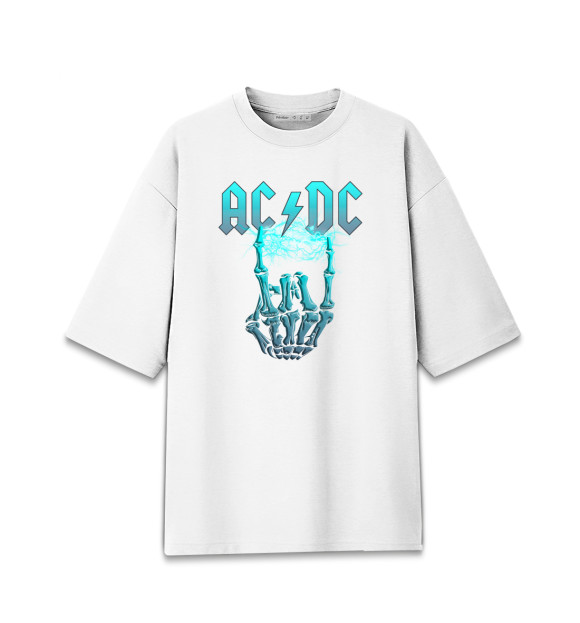 Женская футболка оверсайз с изображением AC/DC цвета Белый