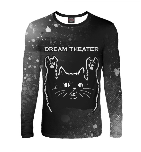 Мужской лонгслив с изображением Dream Theater - Рок Кот цвета Белый