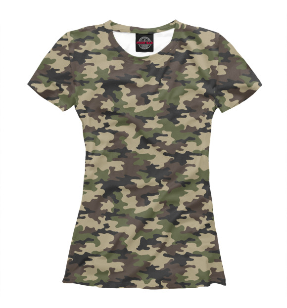 Женская футболка с изображением Лесной Охотничий Камуфляж цвета Белый