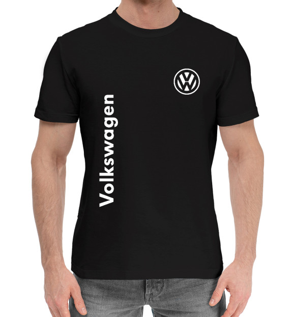 Мужская хлопковая футболка с изображением Volkswagen цвета Черный