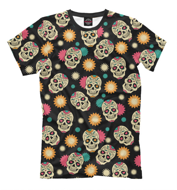 Мужская футболка с изображением День мёртвых, Мексика цвета Молочно-белый