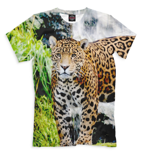 Мужская футболка с изображением Ягуар цвета Молочно-белый