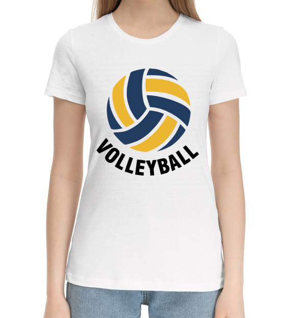 Женская хлопковая футболка с изображением Волейбол цвета Белый