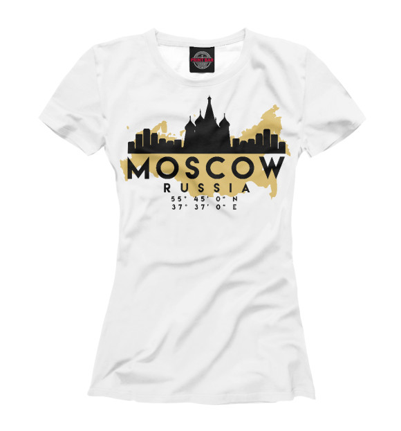 Футболка для девочек с изображением Москва (Россия) цвета Белый