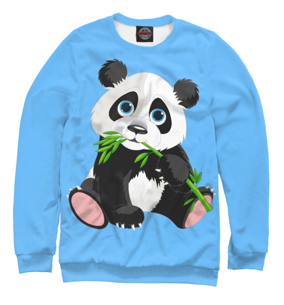 Мужской свитшот с изображением Панда и бамбук цвета Белый