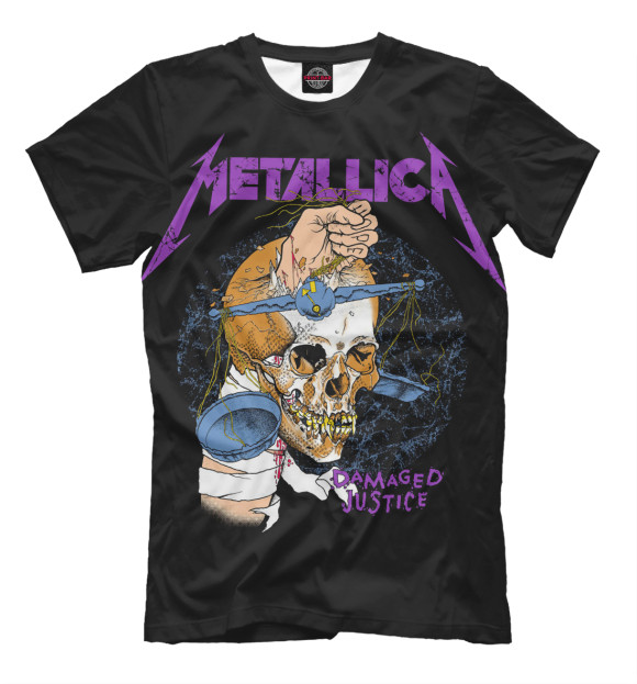 Мужская футболка с изображением Metallica Damaged Justice цвета Черный