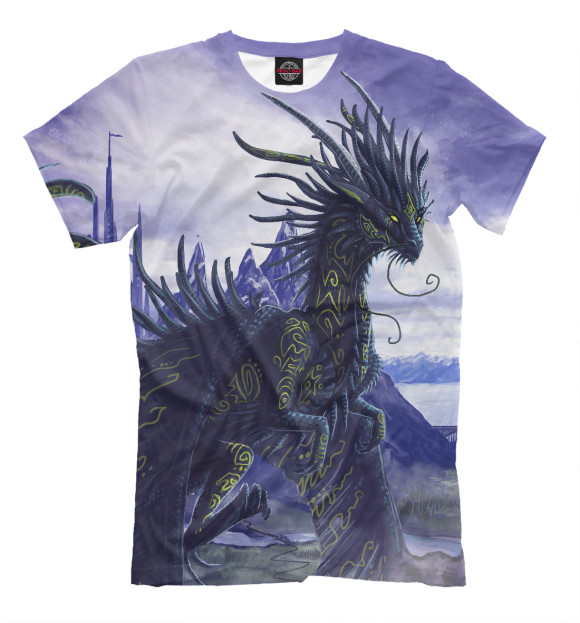 Мужская футболка с изображением Дракон цвета Серый