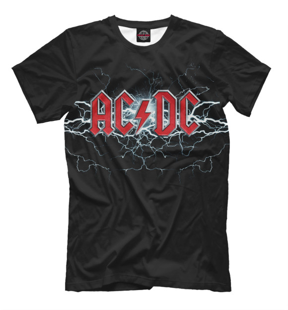 Мужская футболка с изображением AC/DC Молнии цвета Черный