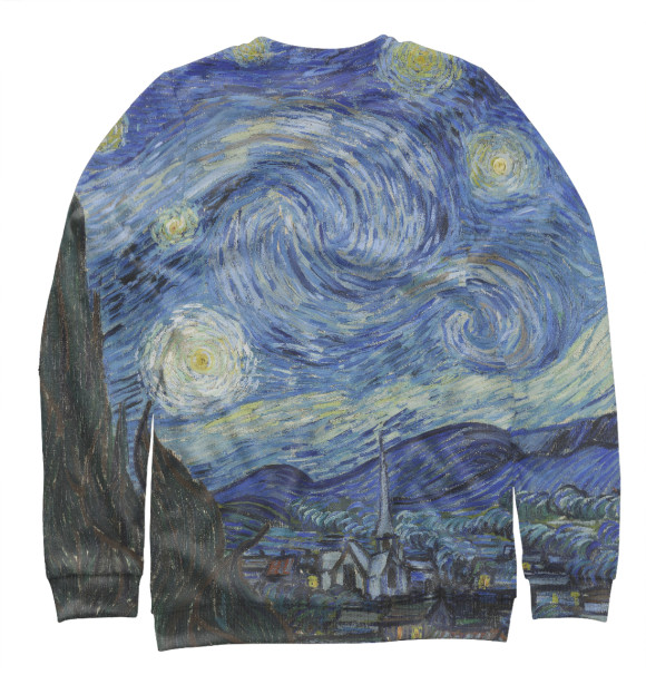 Женский свитшот с изображением Звездная ночь - Ван Гог Винсент цвета Белый