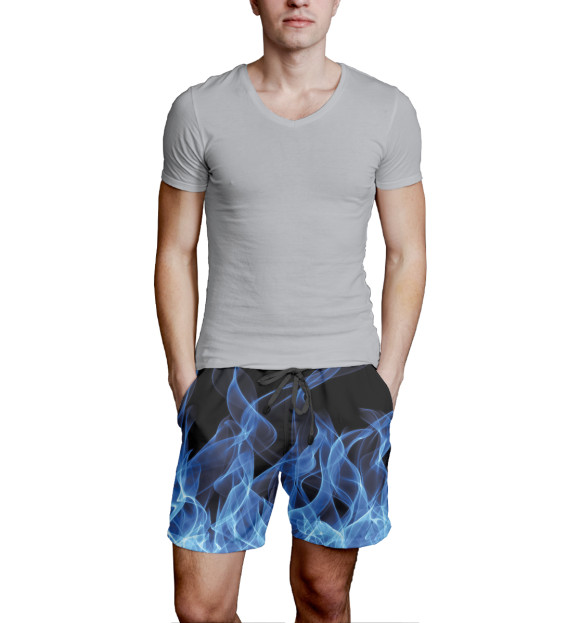 Мужские шорты с изображением Синий огонь цвета Белый