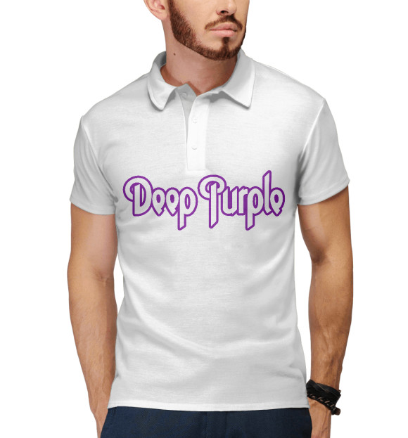 Мужское поло с изображением Deep Purple цвета Белый