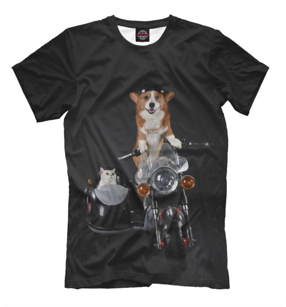 Мужская футболка с изображением Cat and dog цвета Белый