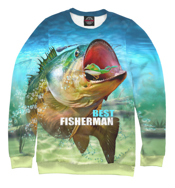 Мужской свитшот с изображением Best fishermen цвета Белый