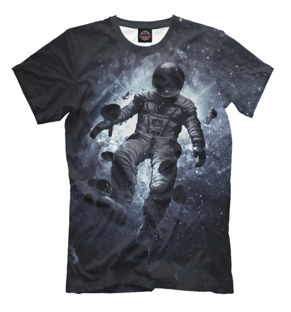 Мужская футболка с изображением Космонавт цвета Черный