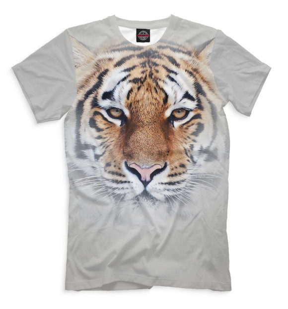 Мужская футболка с изображением Тигр цвета Бежевый