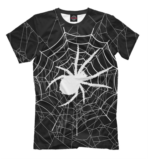 Мужская футболка с изображением Паук в паутине цвета Черный