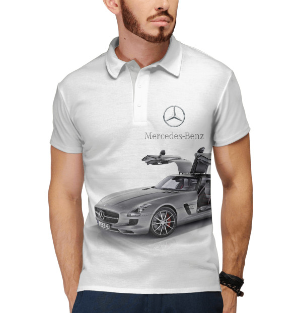 Мужское поло с изображением Mercedes-Benz 6.3 цвета Белый