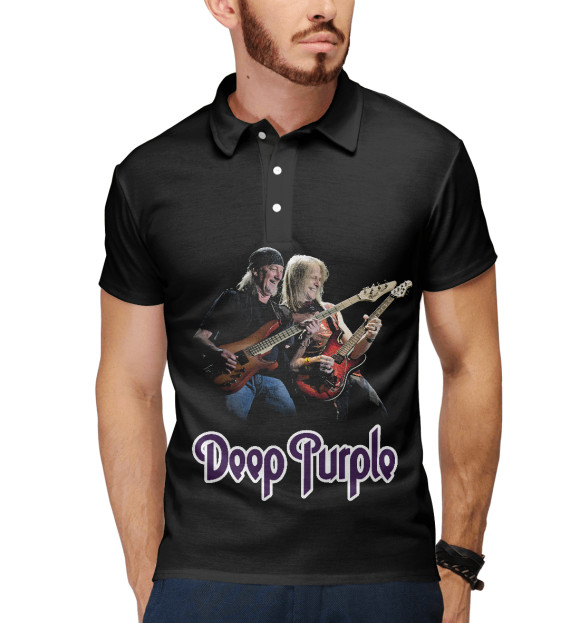 Мужское поло с изображением Deep Purple цвета Белый