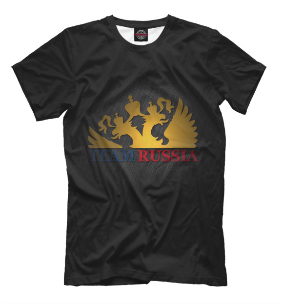Мужская футболка с изображением TEAM RUSSIA цвета Черный