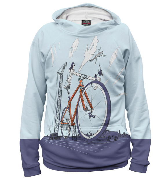 Женское худи с изображением Строительство велосипеда цвета Белый