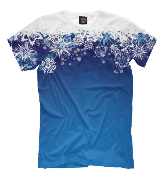 Мужская футболка с изображением снежинки цвета Грязно-голубой