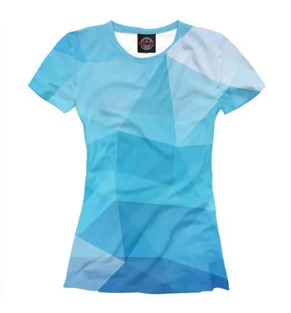 Женская футболка с изображением Синие Полигоны цвета Белый