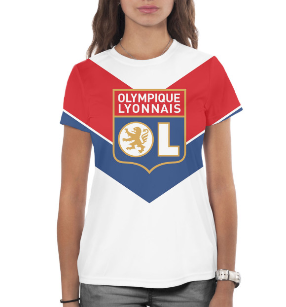 Женская футболка с изображением Olympique lyonnais цвета Белый